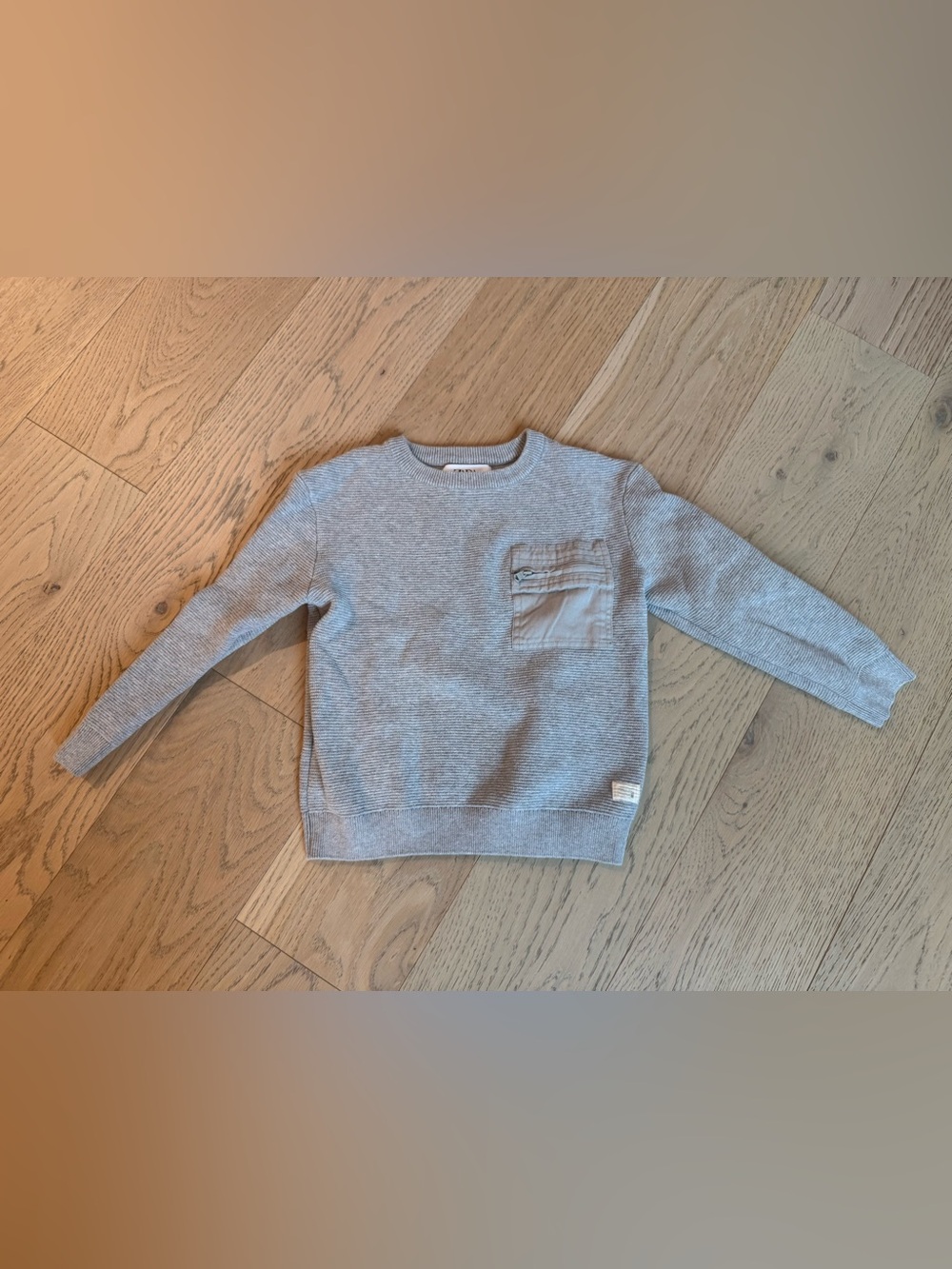 Zara Heather Gray Kids Crewneck Sweatshirt with Front Pocket Sz 7